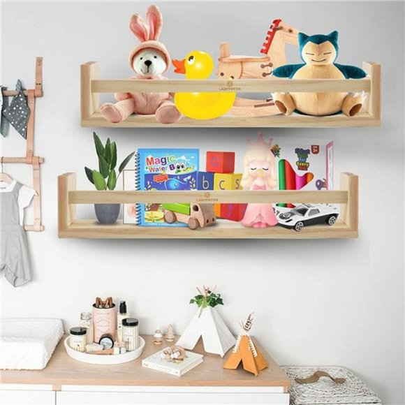 3 Pack Nursery Book Shelves 16.5 Inch for Home Décor (Natural Wood) - Picture 1 of 7
